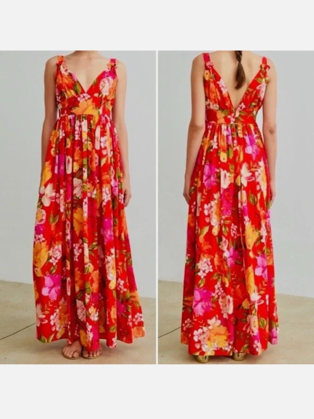 Ronny Kobo Red Floral Maxi Dress
